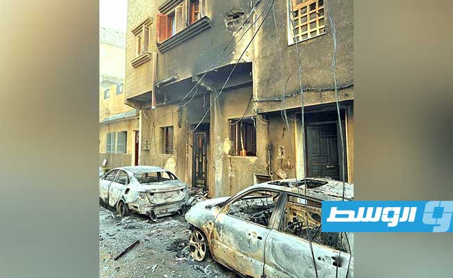 آثار الاشتباكات في العاصمة طرابلس، 27 أغسطس 2022. (فيسبوك)
