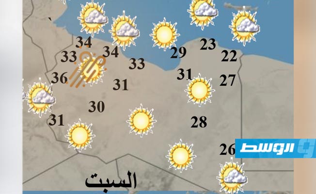 «الأرصاد»: رياح نشطة وارتفاع ملحوظ في الحرارة على غالب مناطق شمال وغرب ليبيا
