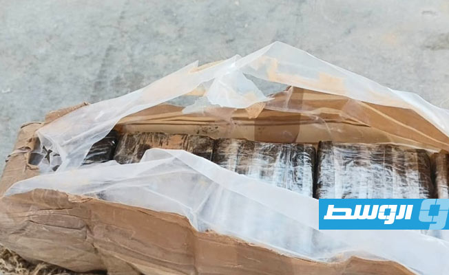 كمية مخدر الحشش المضبوطة بشعبة المرقانطي بالحدود الليبية - التونسية. (جهاز مكافحة المخدرات والمؤثرات العقلية)