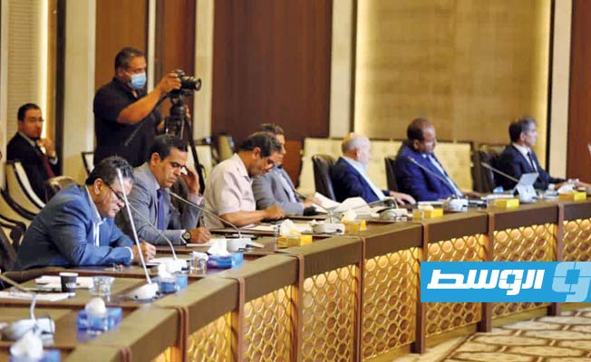 من لقاء الوفد الحكومي بأعضاء في المجلس في العاصمة طرابلس، 13 يونيو 2021. (مجلس النواب)
