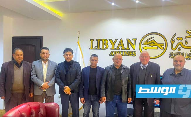 مراسم التسليم والاستلام لإدارة شركة الخطوط الجوية الليبية في بنغازي، الأحد 26 فبراير 2023. (الخطوط الليبية)