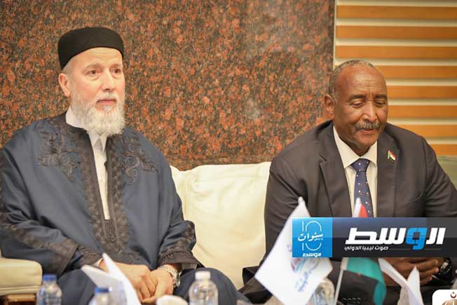 لقاء الغرياني والبرهاني في طرابلس، الإثنين 26 فبراير 2024. (دار الإفتاء الليبية)