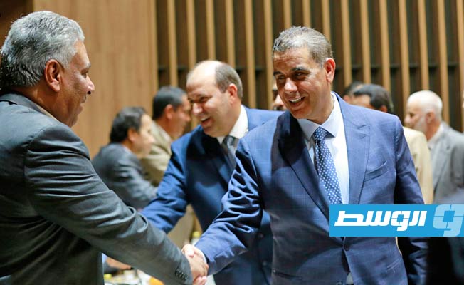 اجتماع القطراني مع عمداء بلديات المنطقة الشرقية، الثلاثاء 29 مارس 2022.(مكتب الإعلام والتواصل بديوان مجلس الوزراء بنغازي)