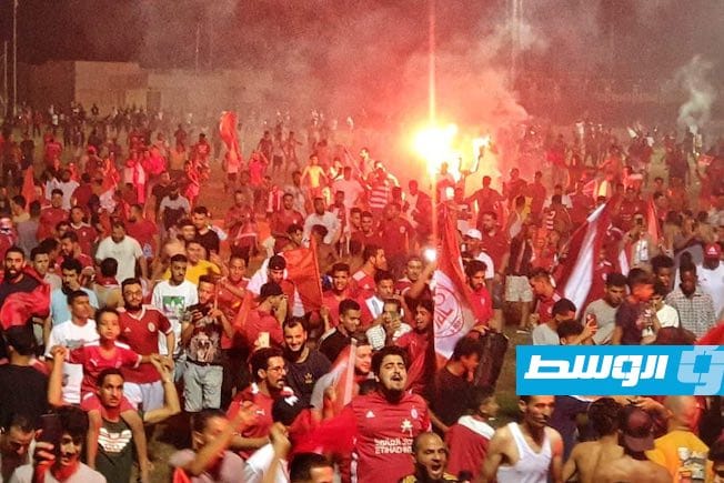 جماهير اتحادية تحتفل بالحصول على لقب الدوري، طرابلس، 30 يوليو 2022. (الإنترنت)