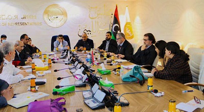 لجنة «خارطة الطريق» المشكلة من مجلس النواب تلتقي الفريق الفني لبعثة الأمم المتحدة لدى ليبيا. (صفحة عبدالله بليحق)