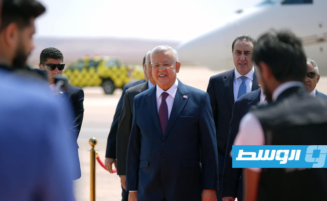 رئيس مجلس النواب المصري لدى وصوله مطار بنينا، 19 يونيو 2023، (الحكومة المكلفة من مجلس النواب)