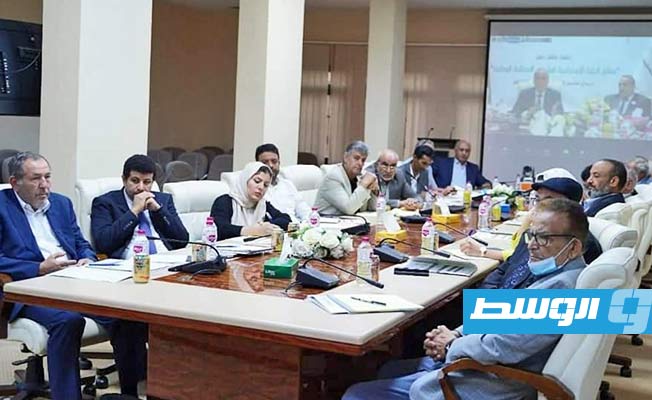 النائب بالمجلس الرئاسي عبد الله اللافي خلال حلقة نقاشية حول المصالحة الوطنية بمجلس التخطيط الوطني. (المجلس الرئاسي)