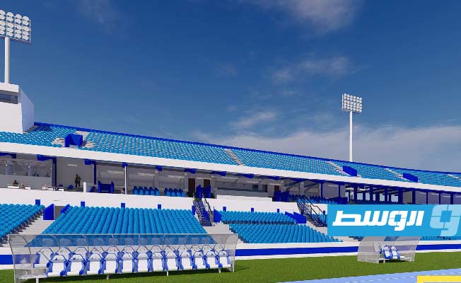 الكشف عن ملعب طرابلس الدولي بشكله الجديد بتصاميم «3D». (حساب شركة الدعم القابضة عبر فيسبوك)