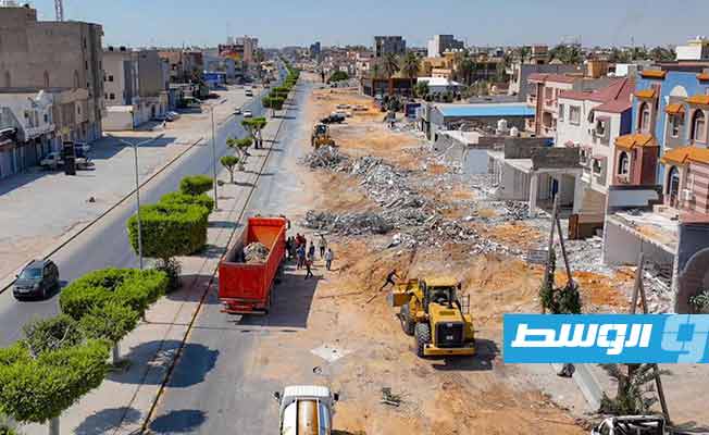 استمرار أعمال توسعة طريق 20 رمضان في طرابلس. (حكومتنا)