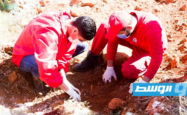 الهلال الأحمر ينتشل جثة متحللة في درنة, 16 مارس 2021. (الهلال الأحمر فرع درنة)