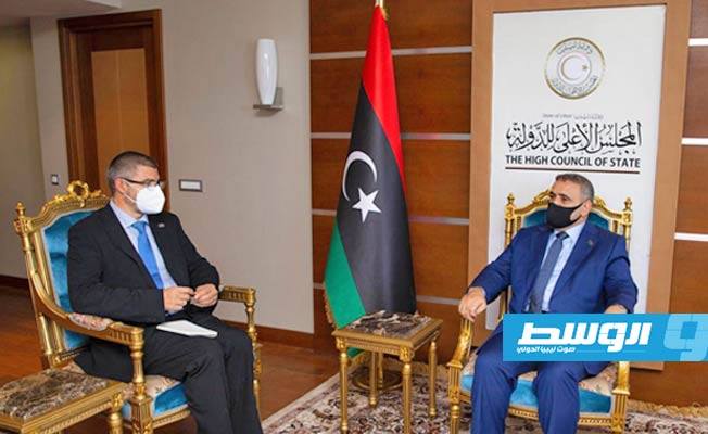 المشري يناقش مع السفير الأوروبي مسارات الحوار الليبي وسبل إنجاحها