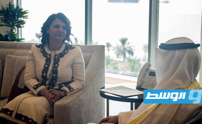 لقاء المنقوش مع رئيس مجلس الأمة الكويتي. الأحد 3 أكتوبر 2021. (الخارجية الليبية)