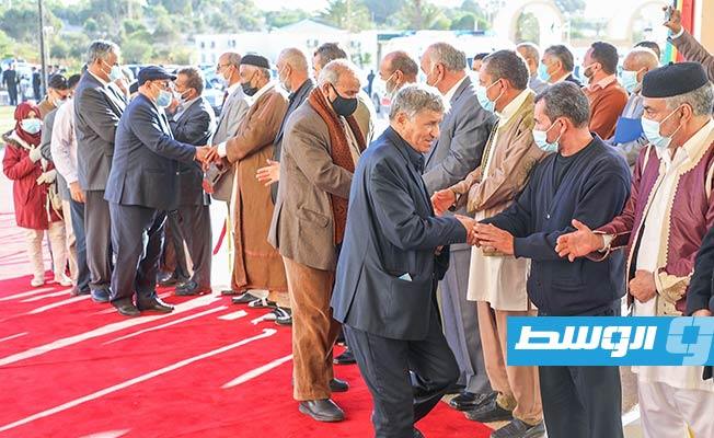 أعضاء من مجلس النواب يصلون مدينة صبراتة, 13 فبراير 2021. (مجلس النواب المنعقد في طرابلس)