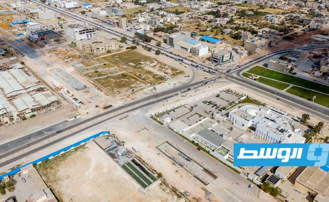 من أعمال وضع أساسات جسر امتداد شارع الوحدة العربية، 6 أبريل 2023. (بلدية بنغازي)