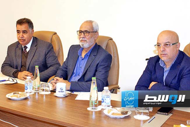 اجتماع مجلس إدارة الشركة الليبية الأفريقية للطيران القابضة، الثلاثاء 20 فبراير 2024. (وزارة المواصلات)