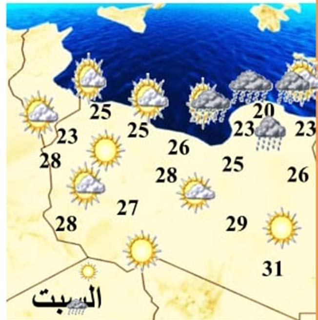 حالة الطقس المتوقعة في ليبيا (الجمعة 29 أكتوبر 2021)