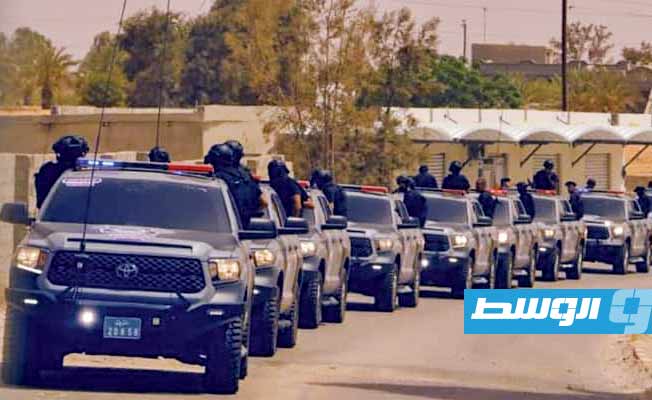 سيارات الشرطة خلال حملة ضبط التعديات على أراضي الدولة، 27 يونيو 2021. (وزارة الداخلية)