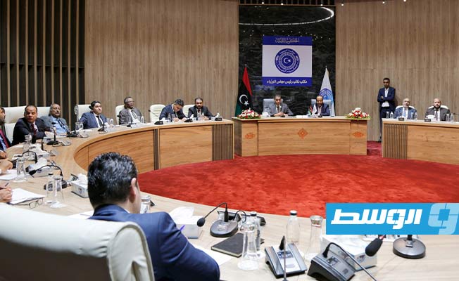 اجتماع مجلس وزراء الحكومة المكلفة من مجلس النواب في بنغازي، الإثنين، 29 أغسطس 2022. (المكتب الإعلامي للحكومة)