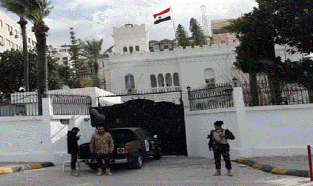 محاولة اقتحام السفارة المصرية بطرابلس