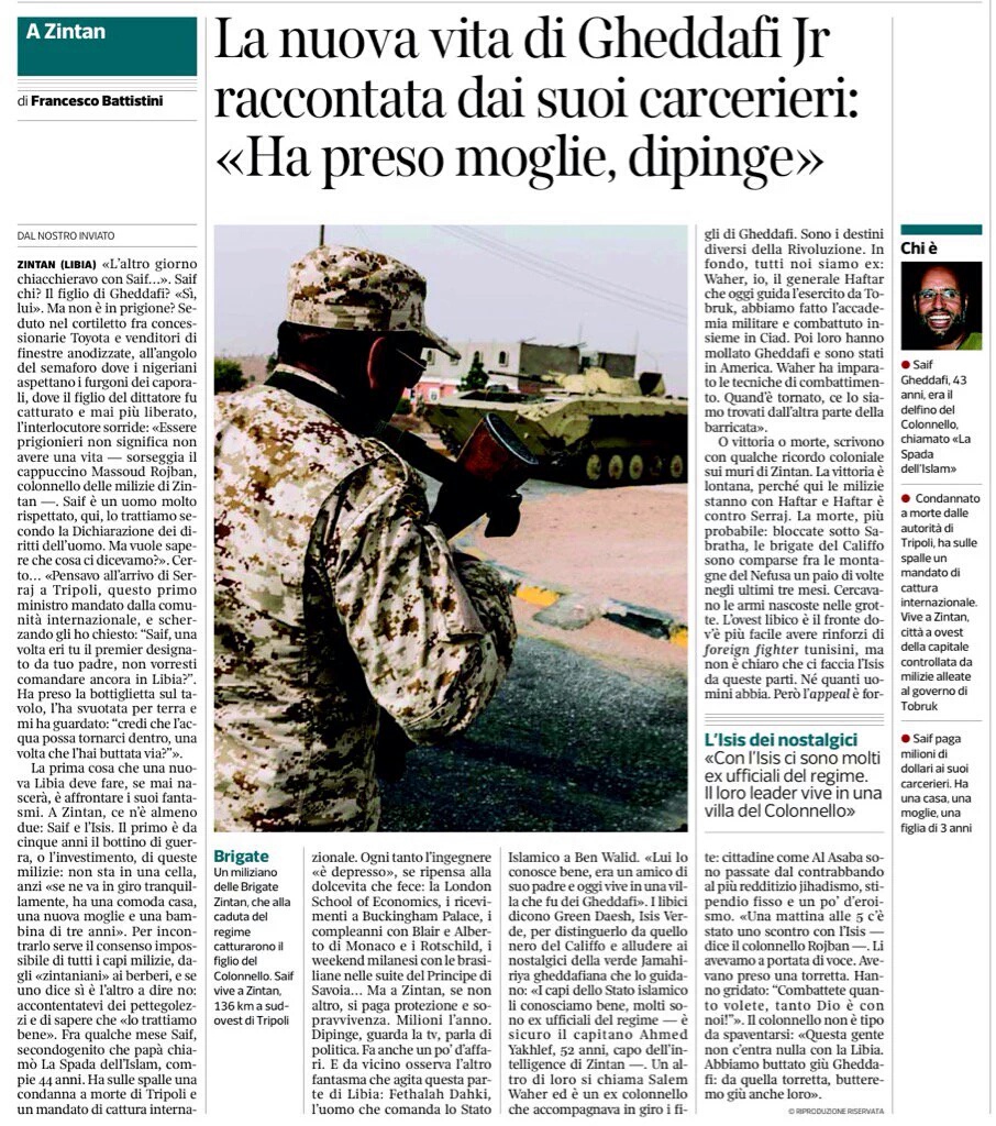 صحيفة إيطالية: سيف القذافي تزوج ويصفونه بـ«غنيمة حرب»