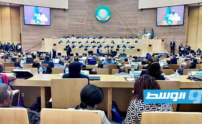 من الجلسة الافتتاحية للقمة العادية الـ36 للجمعية العامة للاتحاد الأفريقي في العاصمة الإثيوبية أديس بابا، 18 فبراير 2023. (المجلس الرئاسي)