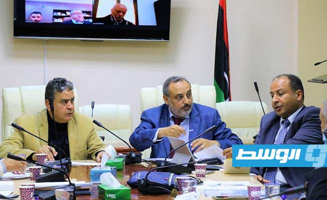اجتماع بمجلس التخطيط الوطني في طرابلس, 16 فبراير 2022. (مصرف ليبيا المركزي)