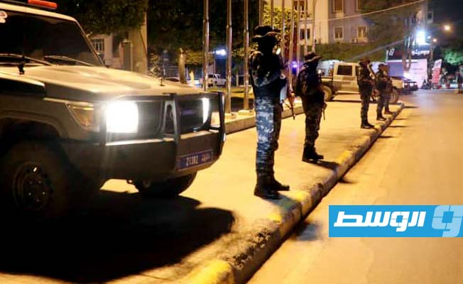 جانب من الانتشار الأمني في العاصمة طرابلس. الخميس 9 يونيو 2022 (صفحة إدارة إنفاذ القانون على فيسبوك)