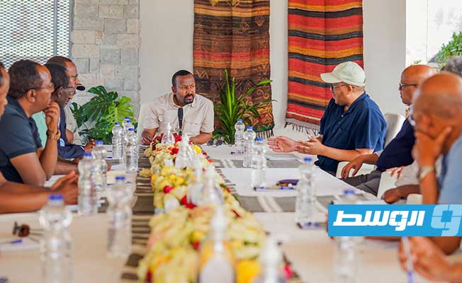 اجتماع ابي احمد ومسؤولين حكوميين مع قادة تيغراي، الجمعة 3 فبراير 2023. (الإذاعة الإثيوبية)