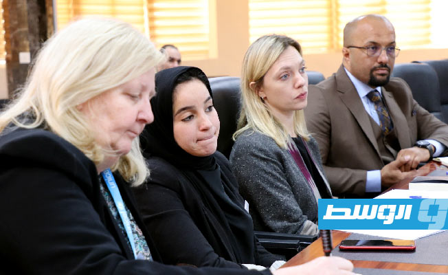 من لقاء المقريف مع مسؤولي مكتب «يونيسف» في ليبيا، 12 ديسمبر 2023. (وزارة التعليم)