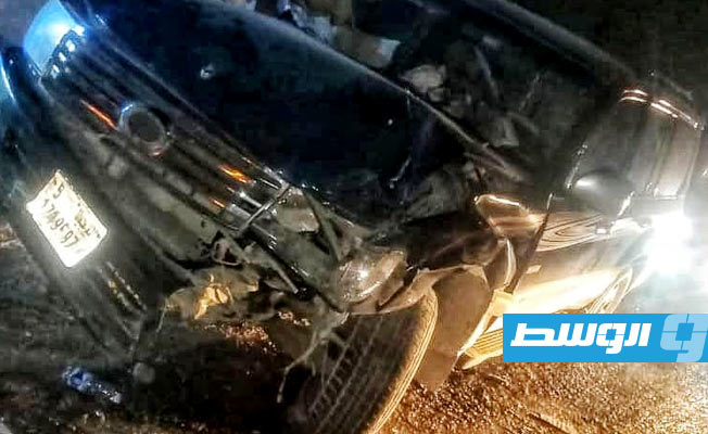 سيارة تعرضت لحادث بطريق صلاح الدين في طرابلس، 26 يوليو 2022. (مديرية أمن طرابلس)
