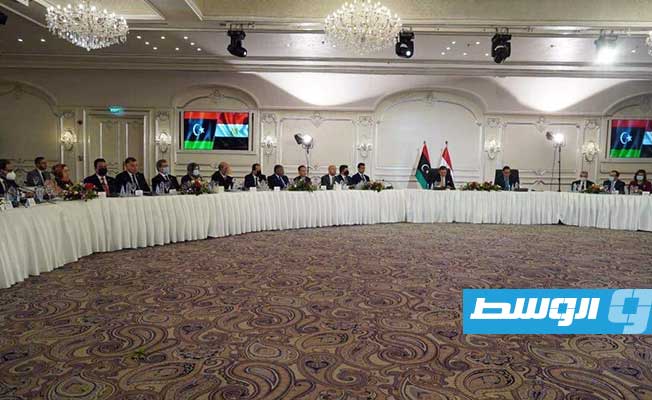 جانب من اجتماع اللجنة العليا الليبية - المصرية (صفحة المركز الإعلامي لوزارات وهيئات ومؤسسات حكومة ليبيا على فيسبوك)