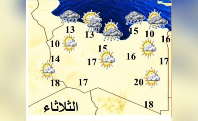 «الأرصاد» يحذر من طقس شتوي «متقلب» ورياح نشطة على شمال ليبيا
