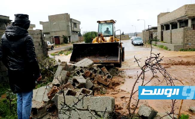 مياه الأمطار تغمر بعض الشوارع في شحات، السبت 13 يناير 2024 (الإنترنت)