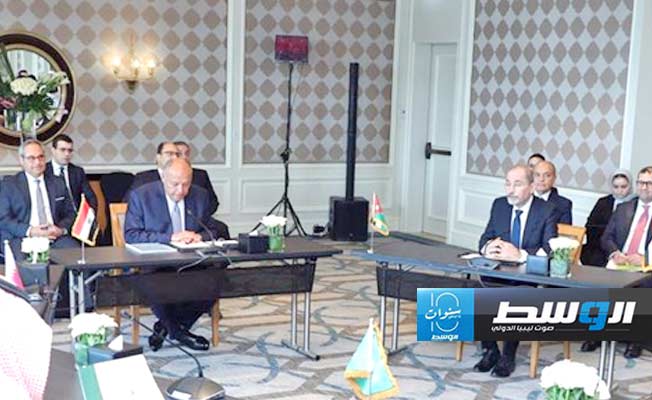 اجتماع وزراء خارجية مصر والسعودية والأردن وقطر والإمارات في القاهرة، الخميس 21 مارس 2024. (أ. ش. أ)