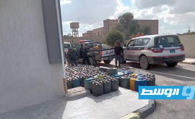 من ضبط شحنات الوقود المهرب في صرمان، (وزارة الداخلية في حكومة الدبيبة)