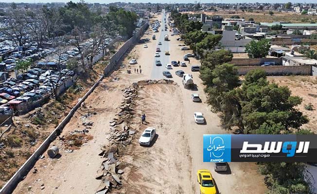 من تنفيذ مشروع طريق الرابش المزدوج في بلدية أبو سليم (وزارة المواصلات بحكومة الدبيبة)