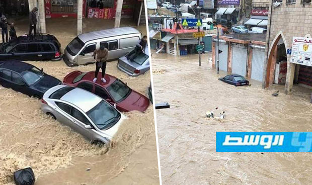 بالفيديو: السيول تجتاح شوارع العاصمة الأردنية