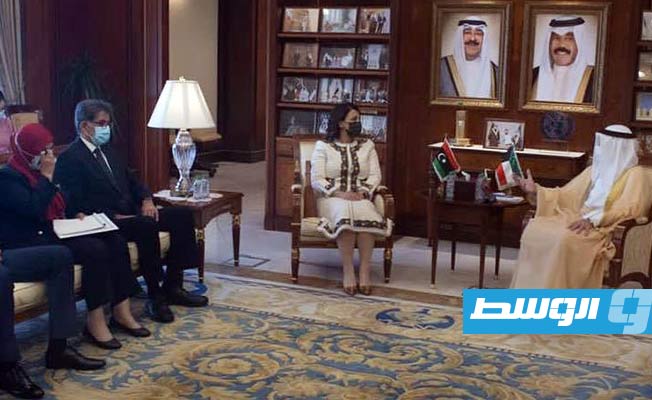 لقاء المنقوش مع وزير خارجية الكويت، الأحد 3 أكتوبر 2021. (الخارجية الليبية)