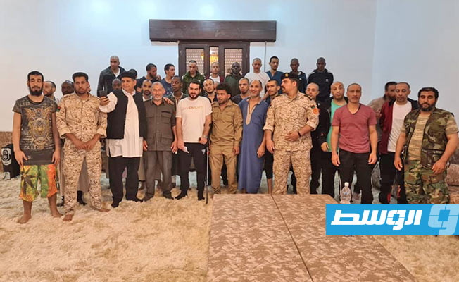 تبادل 35 محتجزًا بين طرفي الصراع الليبي بإشراف اللجنة العسكرية المشتركة «5+5», 11 مايو 2021.(المجلس الرئاسي)