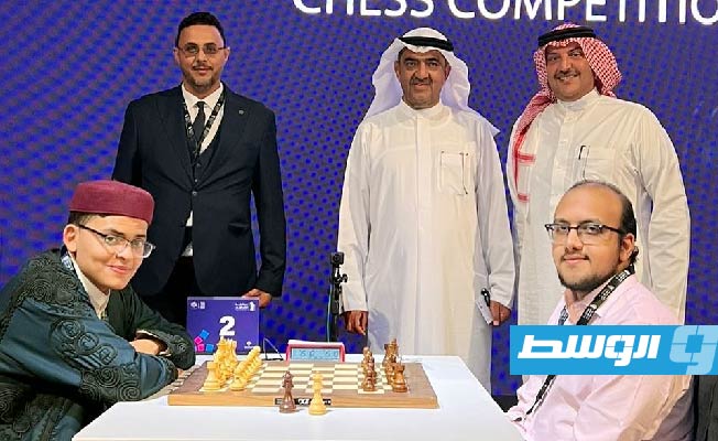 البطل الليبي للشطرنج يوسف الحصادي خلال مشاركته بطولة «Riyadh Calendar» بالسعودية. (الإنترنت).