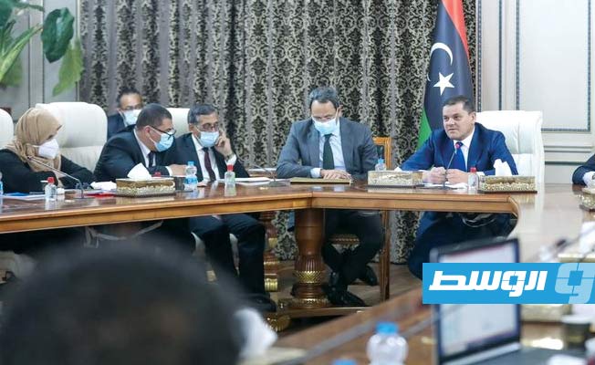 اجتماع الدبيبة مع عدد من مديري المستشفيات والمراكز الطبية في ليبيا. (حكومة الوحدة الوطنية)
