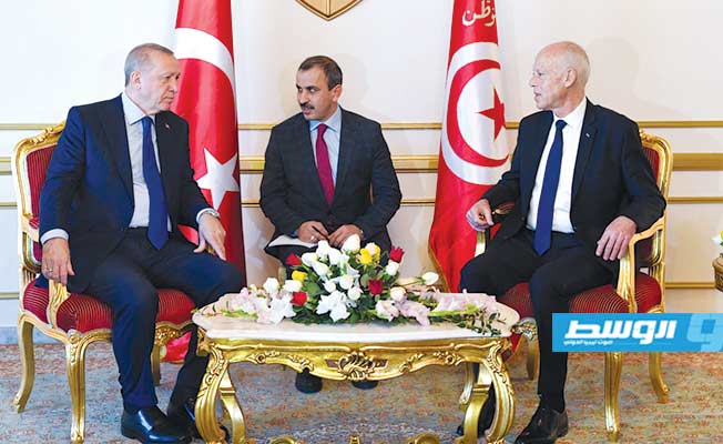 الرئيس التونسي قيس سعيد يستقبل الرئيس التركي إردوغان بتونس. 25 ديسمبر 2019. (الرئاسة التونسية)
