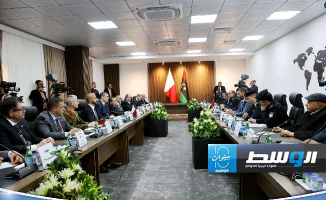 مباحثات الطرابلسي ووزير الداخلية المالطي في طرابلس، الأربعاء 6 مارس 2024. (وزارة الداخلية)