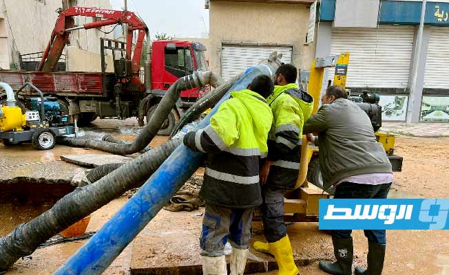 من أعمال صيانة الهبوط الأرضي في منطقة زناتة (الشركة العامة للمياه والصرف الصحي)