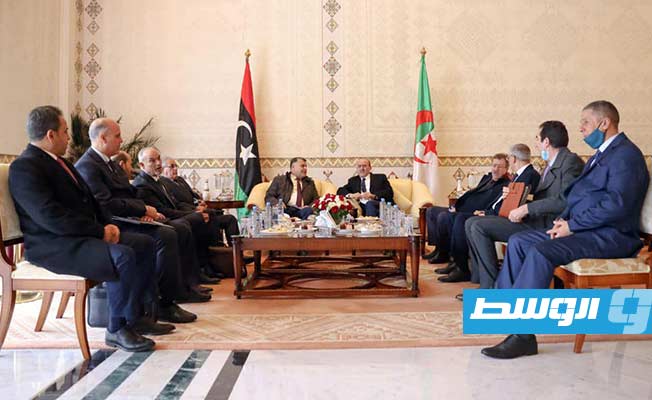 اجتماع اللواء خالد مازن ونظيره كمال بلجود بالجزائر العاصمة، الأحد 28 نوفمبر 2021. (وزارة الداخلية)