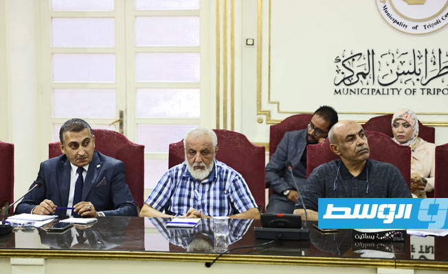 اجتماع الدبيبة مع المسؤولين ببلدية طرابلس المركز، الخميس 7 سبتمبر 2023. (حكومتنا)