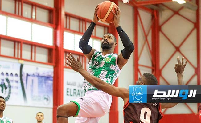 مباراة النصر والمروج بدوري كرة السلة (وكالة الأنباء الليبية)