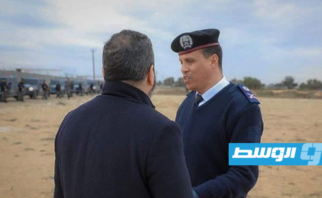 من عملية تسليم قطعة أرض مساحتها عشرة هكتارات بمنطقة تاجوراء سيدي بنور لنادي الأهلي طرابلس، 23 يناير 2023. (إدارة العمليات الأمنية)