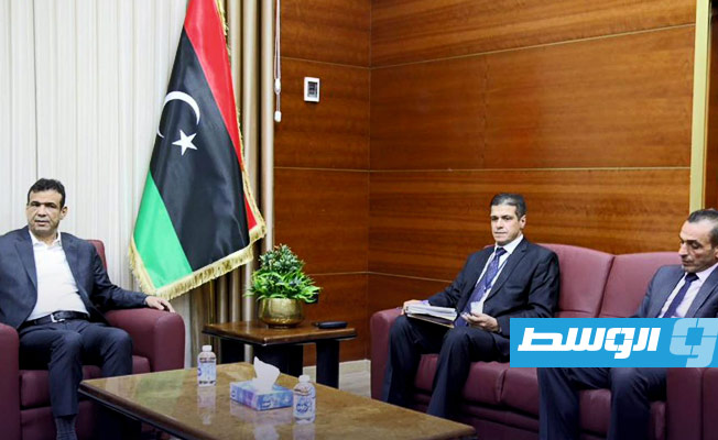 لقاء أبوجناح مع السفير الفلسطيني لدى ليبيا محمد رحال، الأربعاء 18 أكتوبر 2023. (المكتب الإعلامي لأبوجناح)