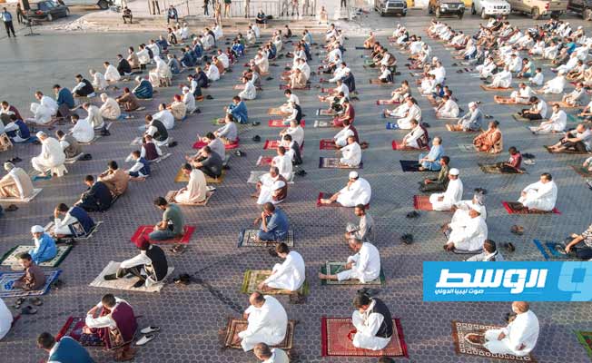 صلاة عيد الأضحى في ساحة الكيش ببنغازي، 20 يوليو 2021. (وزارة الداخلية)